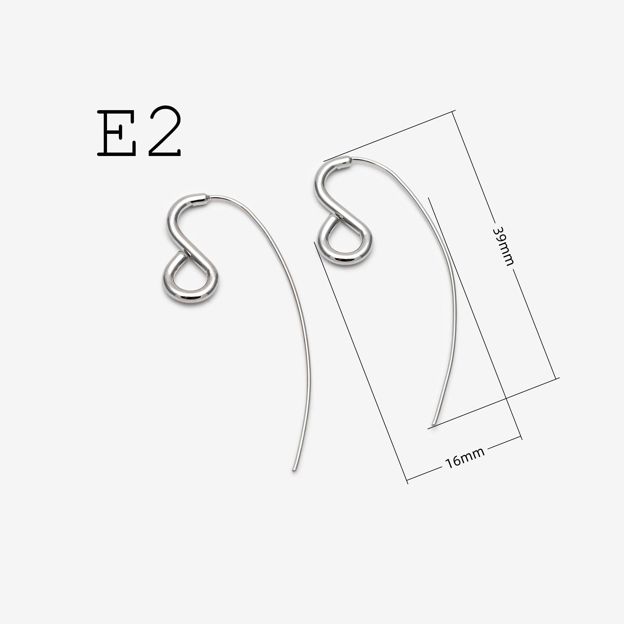 10pcs Gold/ Rhodium plated Brass Ear Hooks 38X13mm, Simple Earwires Earring Components (GB-3844)